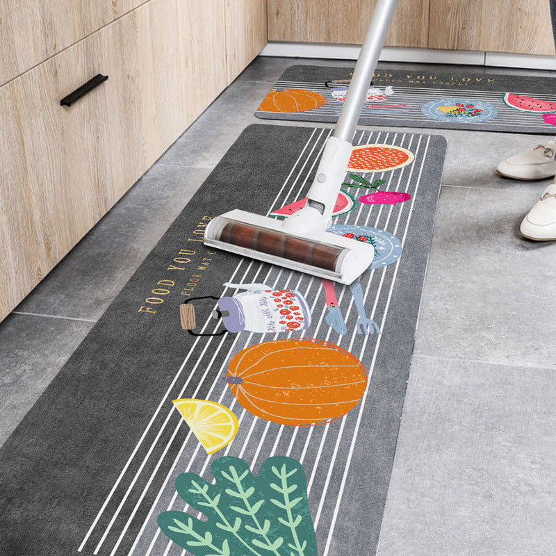 2-Piece Foodie Kitchen Area Rug Set Non-Slip Bathroom Mats