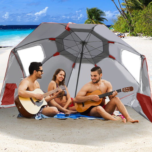 Large Canopy Camping Beach Sports Events Sun Rain Protection Umbrella Red