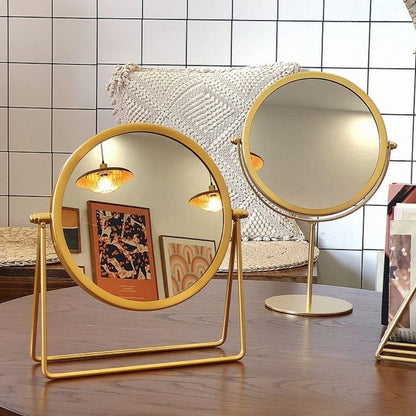 Elegant 360-Degree Rotating Vanity Makeup Mirror Gold