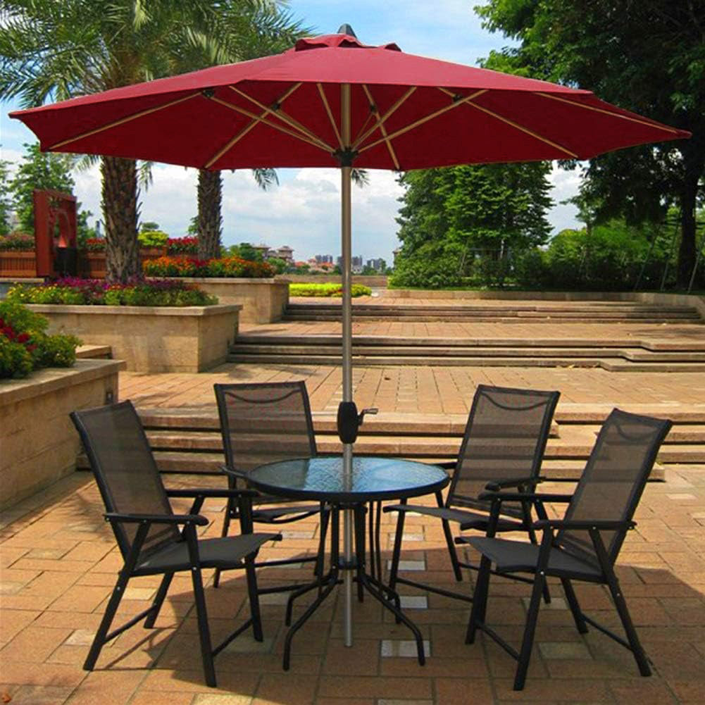 3m Steel Outdoor Garden Patio Market Umbrella Maroon