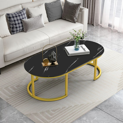 Luxor Designer Marble Look Coffee Table Black