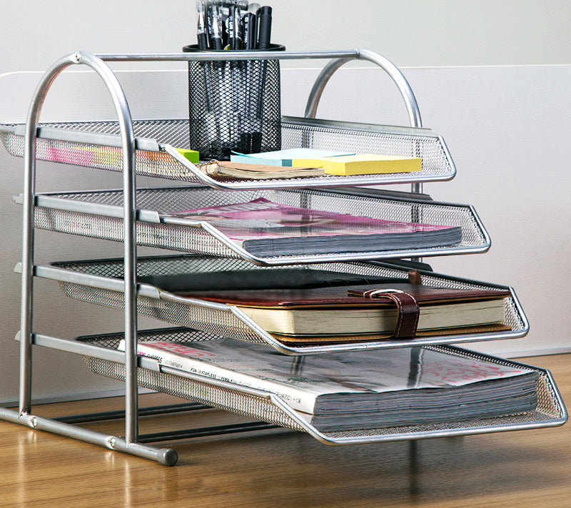 4-Tier Office Document Tray Paper Magazine Desk Organizer for Home Office