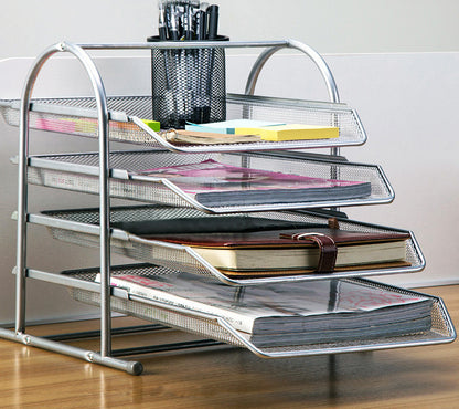 4-Tier Office Document Tray Paper Magazine Desk Organizer for Home Office