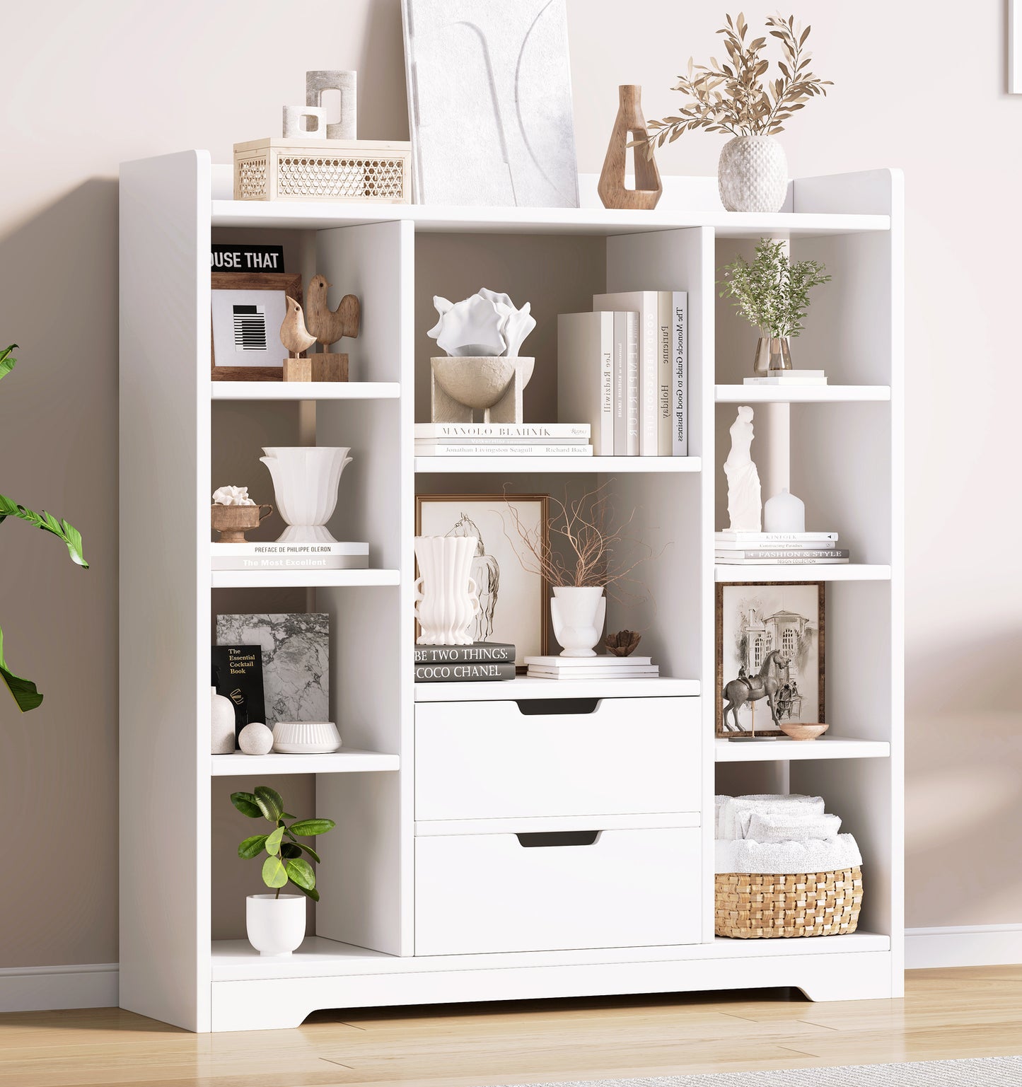 Stylish Wardrobe Cupboard Bookshelf with Drawer White