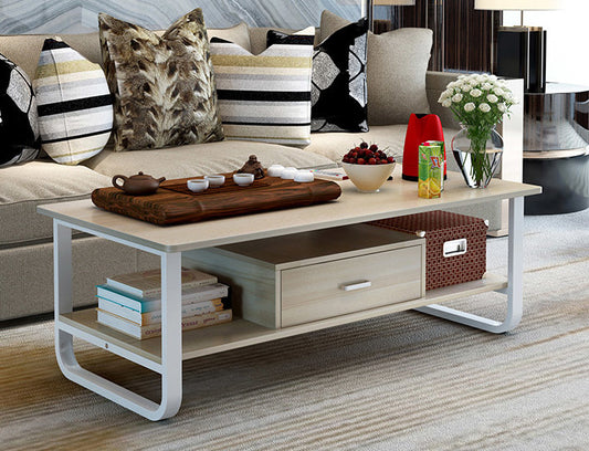 Modern Wood Steel Coffee Table White Oak