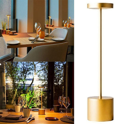 Tall Cordless LED Touch Sensor Table Lamp Modern Gold Design