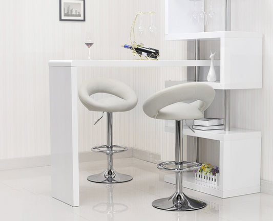 Set of 2 Luxury Modern Bar Stools Moon Chairs White