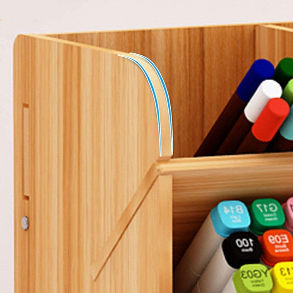 Elegant Wooden Pen Holder Desktop Organizer with Drawer Oak