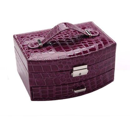 Elegant PU Leather Jewelry Organizer Royal Purple