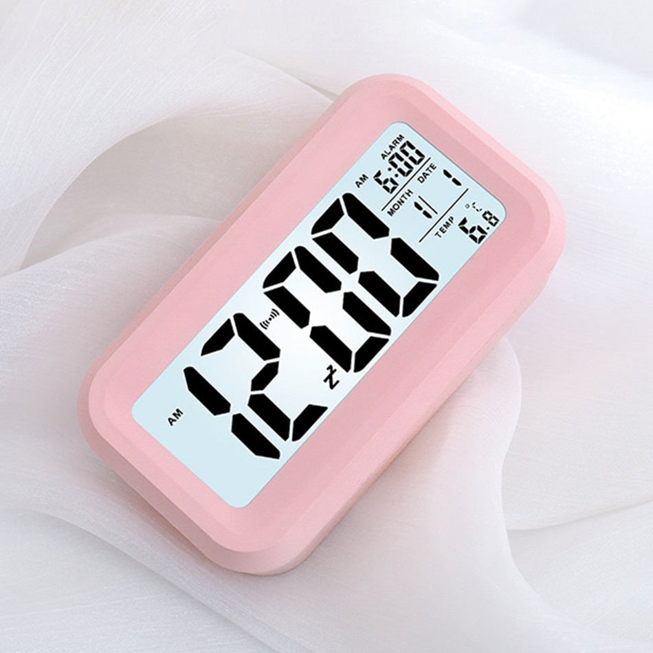 Automatic Digital Sensor Snooze Alarm Clock for Desk Pink