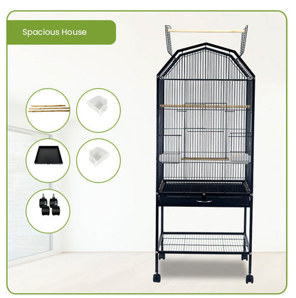 Large Metal Bird Flight Cage Aviary for Parrots Budgies with Perch Stand Wheels