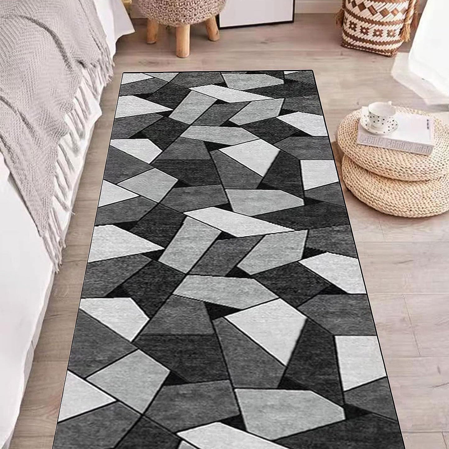 80 x 300 Rock Hallway Runner Area Rug Easy-Care Carpet Mat