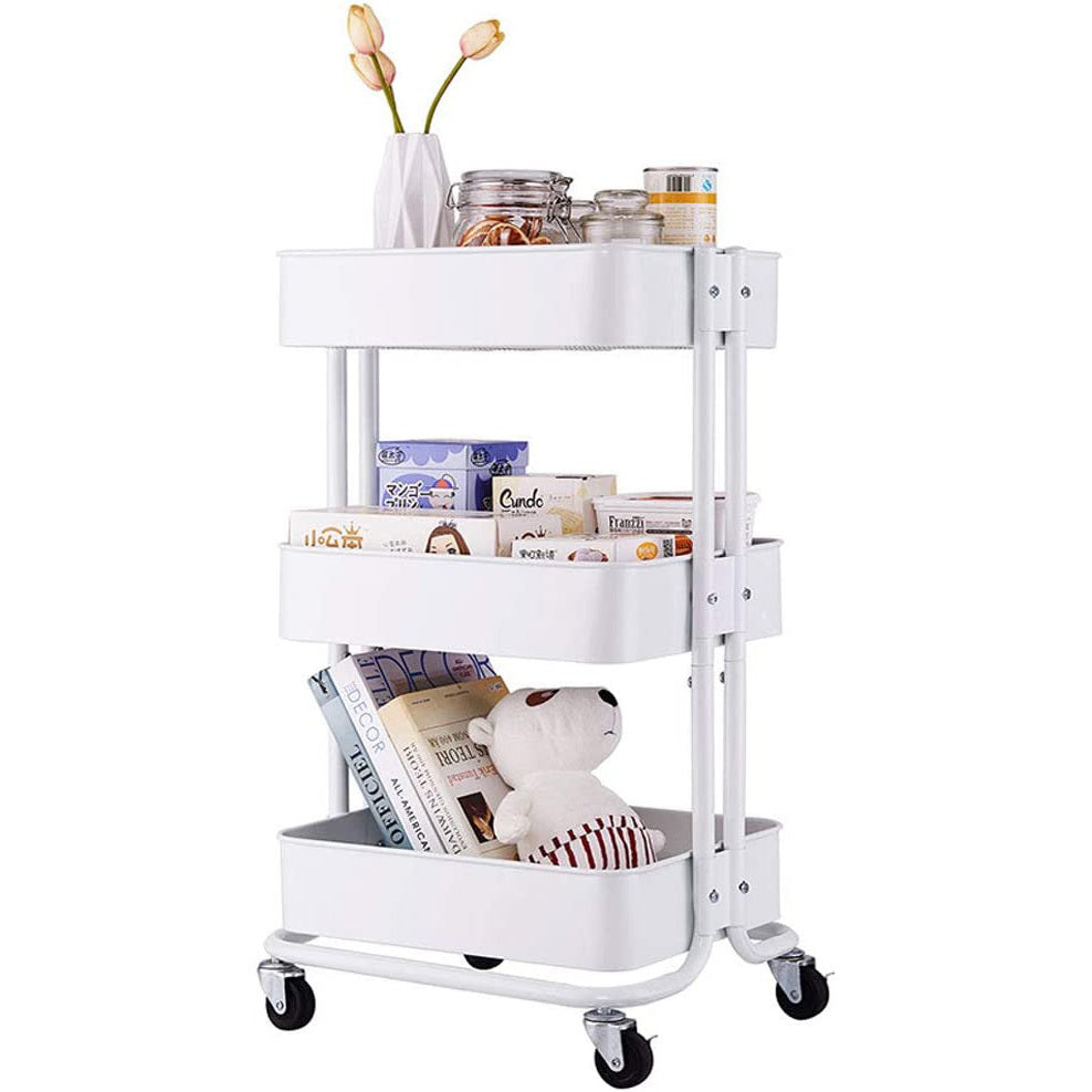 3-Tier Rolling Storage Utility Cart Shelf Organizer Trolley for Home and Office