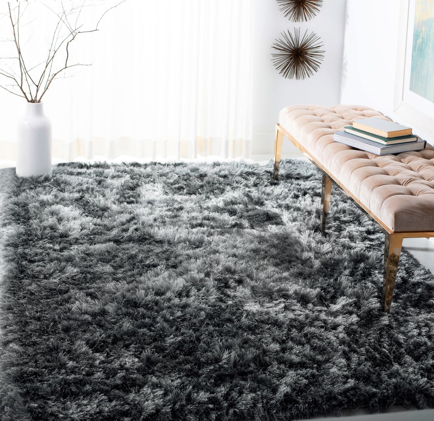 Extra Large 300 x 200 Soft Cozy Shag Rug Charcoal Grey