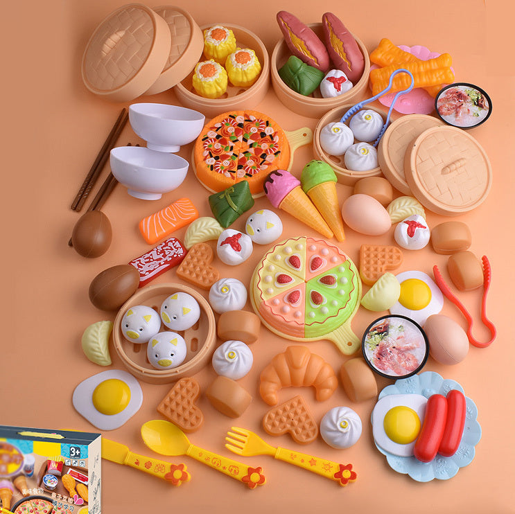 84-Piece Gourmet Restaurant Pretend Play Food Set for Kids