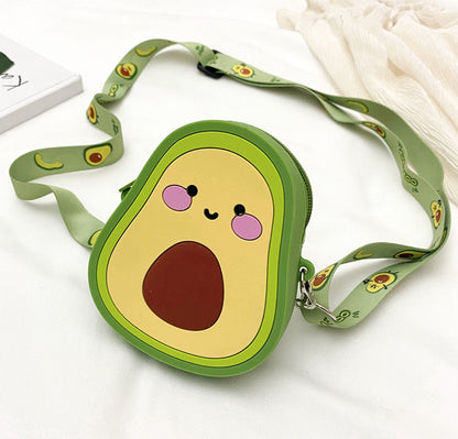 Cute Avocado Silicone Crossbody Bag for Girls