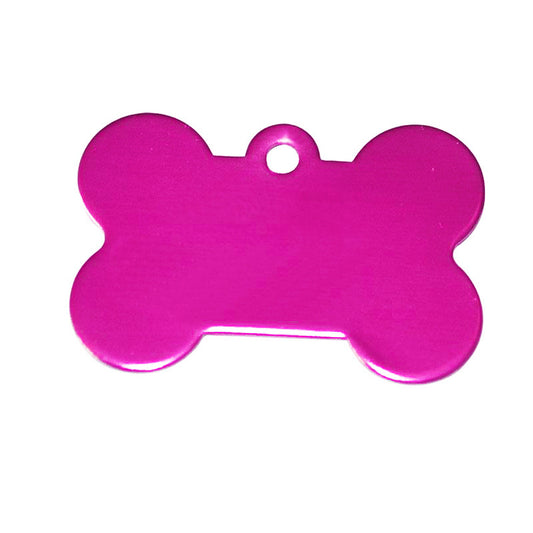 Personalized Dog Bone Shaped Aluminum ID Tag Hot Pink Pet Supplies