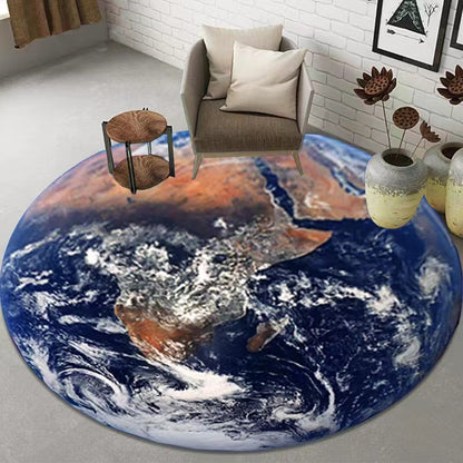 Luxury Plush Comfort Infinity Round Earth Planet World Rug