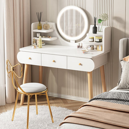 Beauty LED Vanity Dressing Table with Mirror Stool and Storage Drawers Set