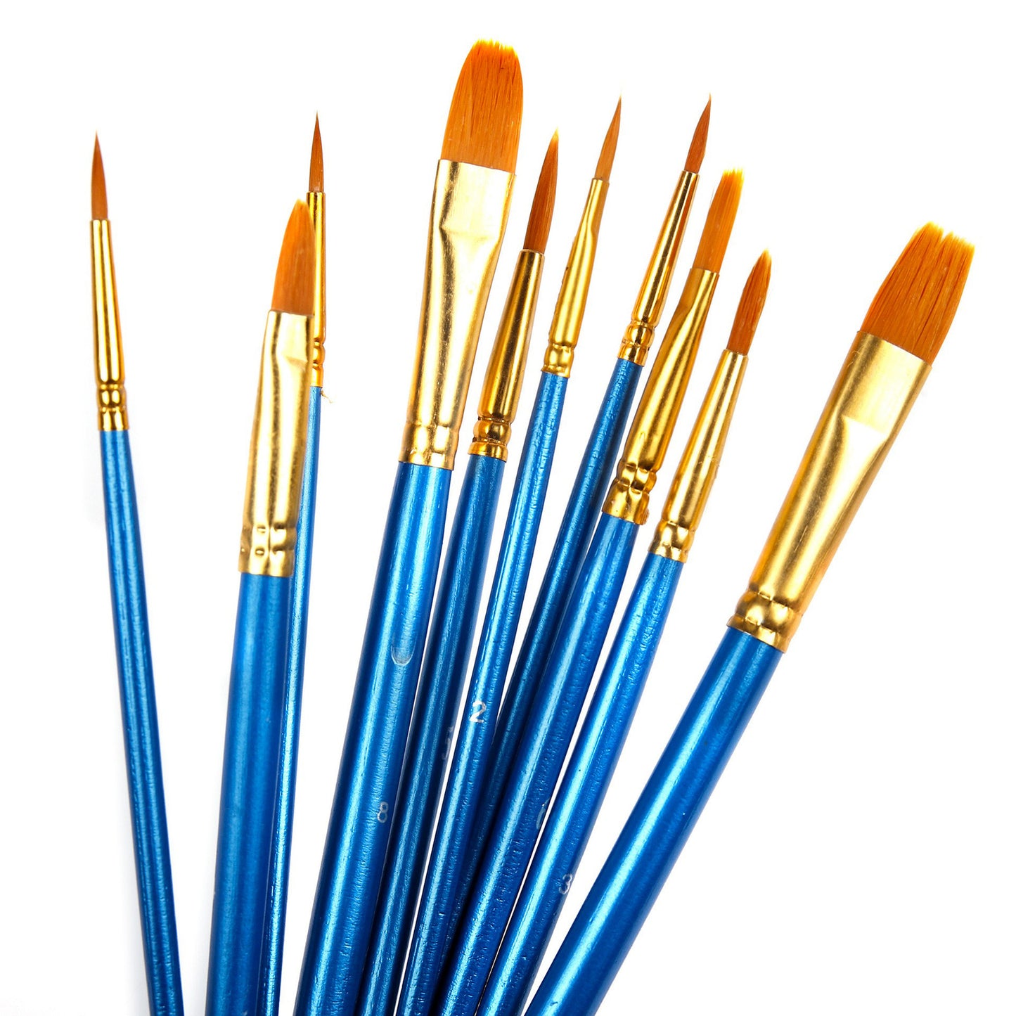 Artist Paintbrushes Set 10PCS Professional Quality Blue