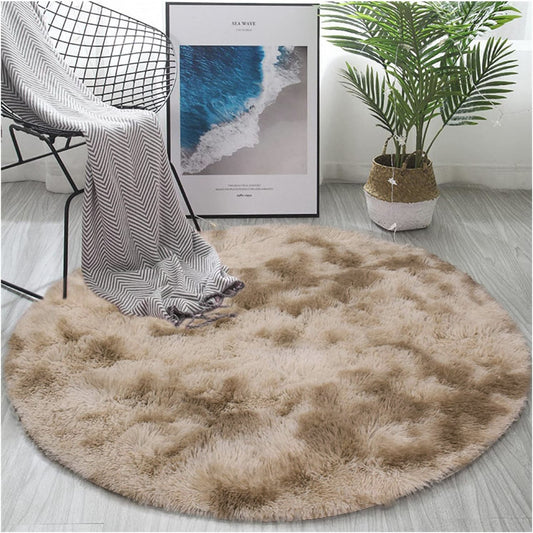 Infinity Round Soft Comfort Shag Rug Tan