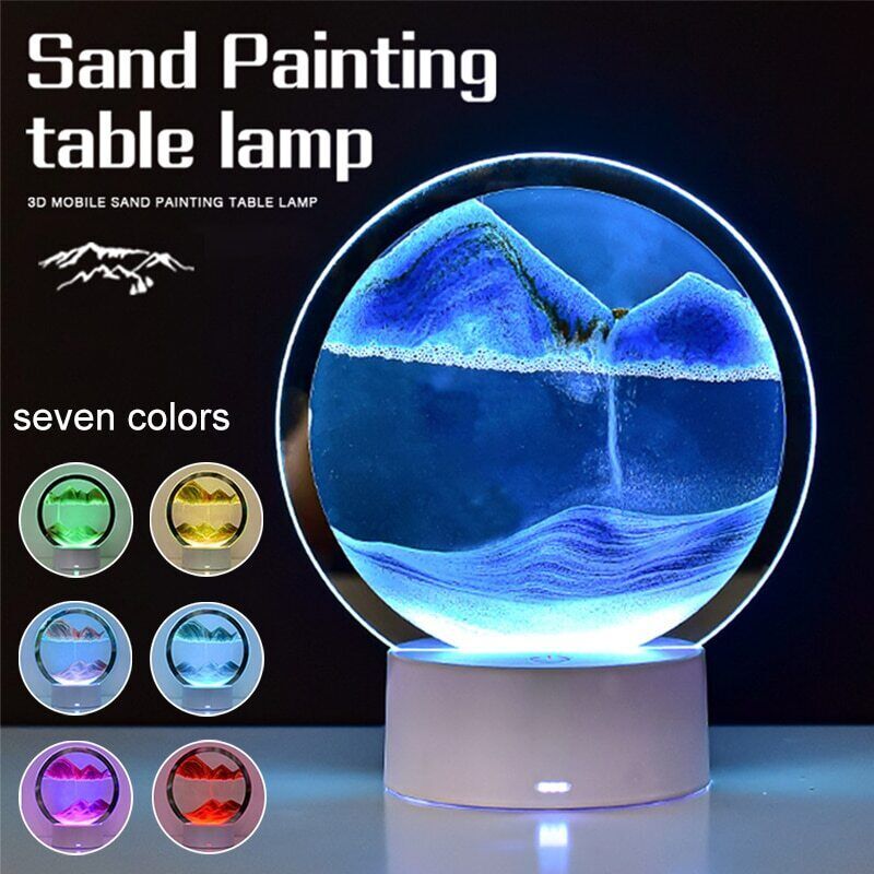 3D Moving Sand Art LED Table Lamp with Colour-changing Night Light