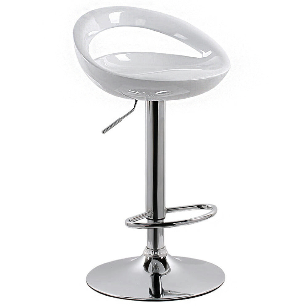 Set of 2 High Gloss Designer Bar Stools Modern White