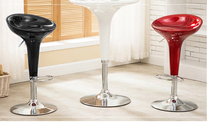 Set of 2 High Gloss Designer Bar Stools Modern White