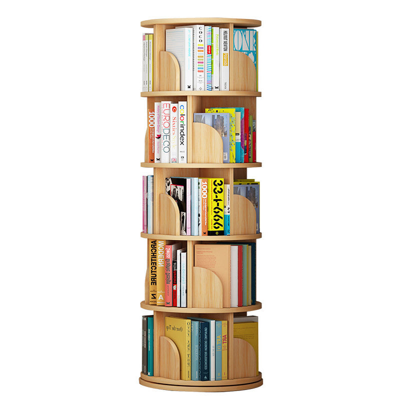 5 Tier Rotating Display Shelf Bookcase Organiser Oak