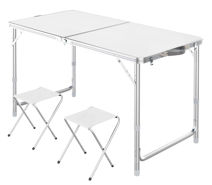 3-Piece Folding Outdoor Camp Table and Chairs Set for Camping and Picnics White