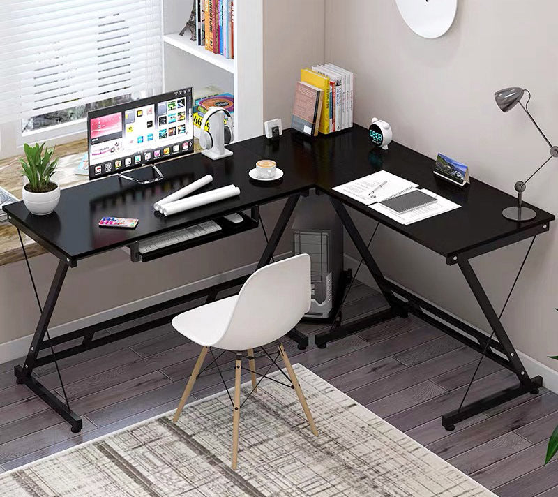 Large Double Workstation Corner Desk for Home Office Black