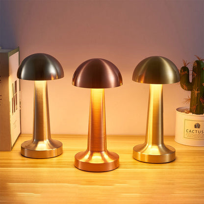 Cordless LED Touch Sensor Table Lamp Rose Gold Dome Night Light