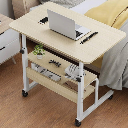 Versatile Sofa Bed Side Table with Shelves and Wheels for Home Office