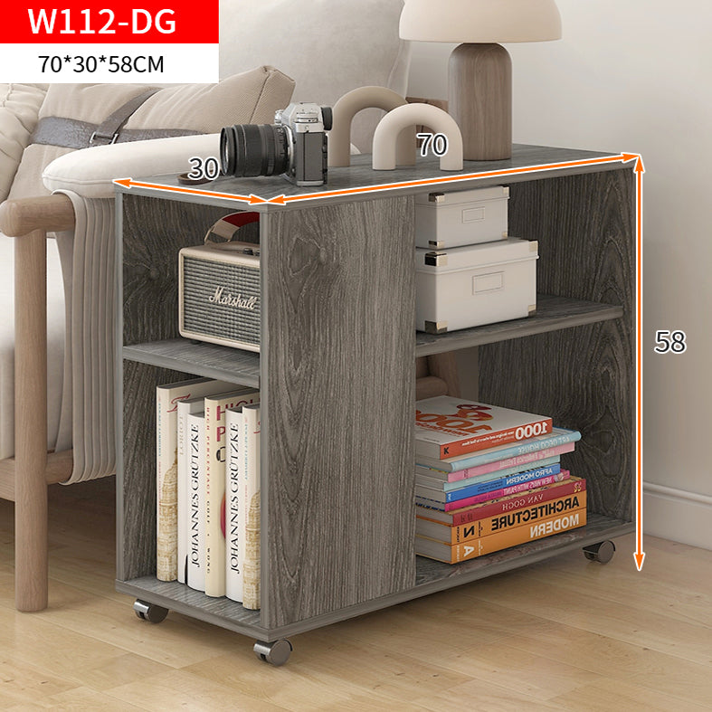 Versatile Rolling Sofa Side Table with Magazine Shelf Rustic Grey