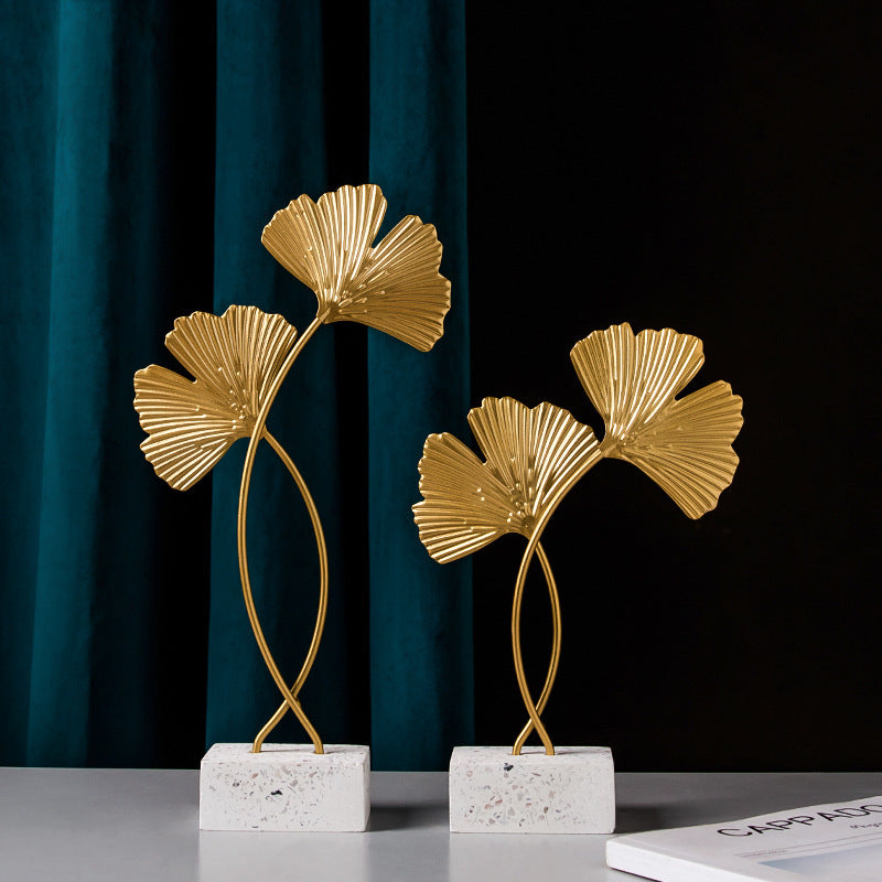 Elegant Ginkgo Leaves Sculpture Home Office Decor