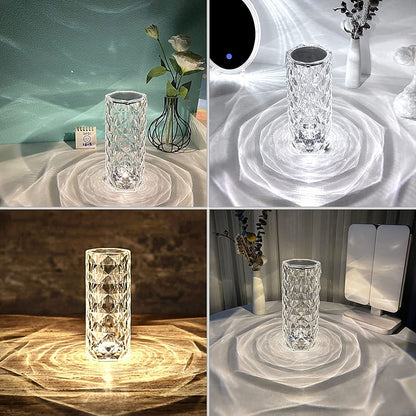 Rose Diamond Crystal LED Touch Sensor Night Light for Bedroom Decor