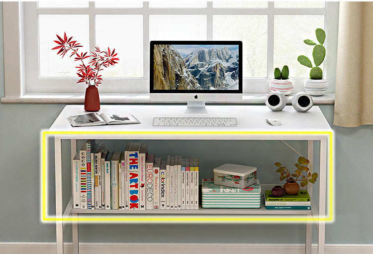 Modern Wood and Metal Computer Desk with Shelf Oak