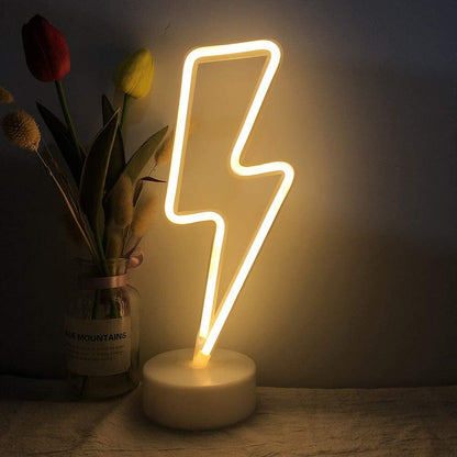 Neon Lightning Bolt LED Night Light Lamp for Bedroom Decor