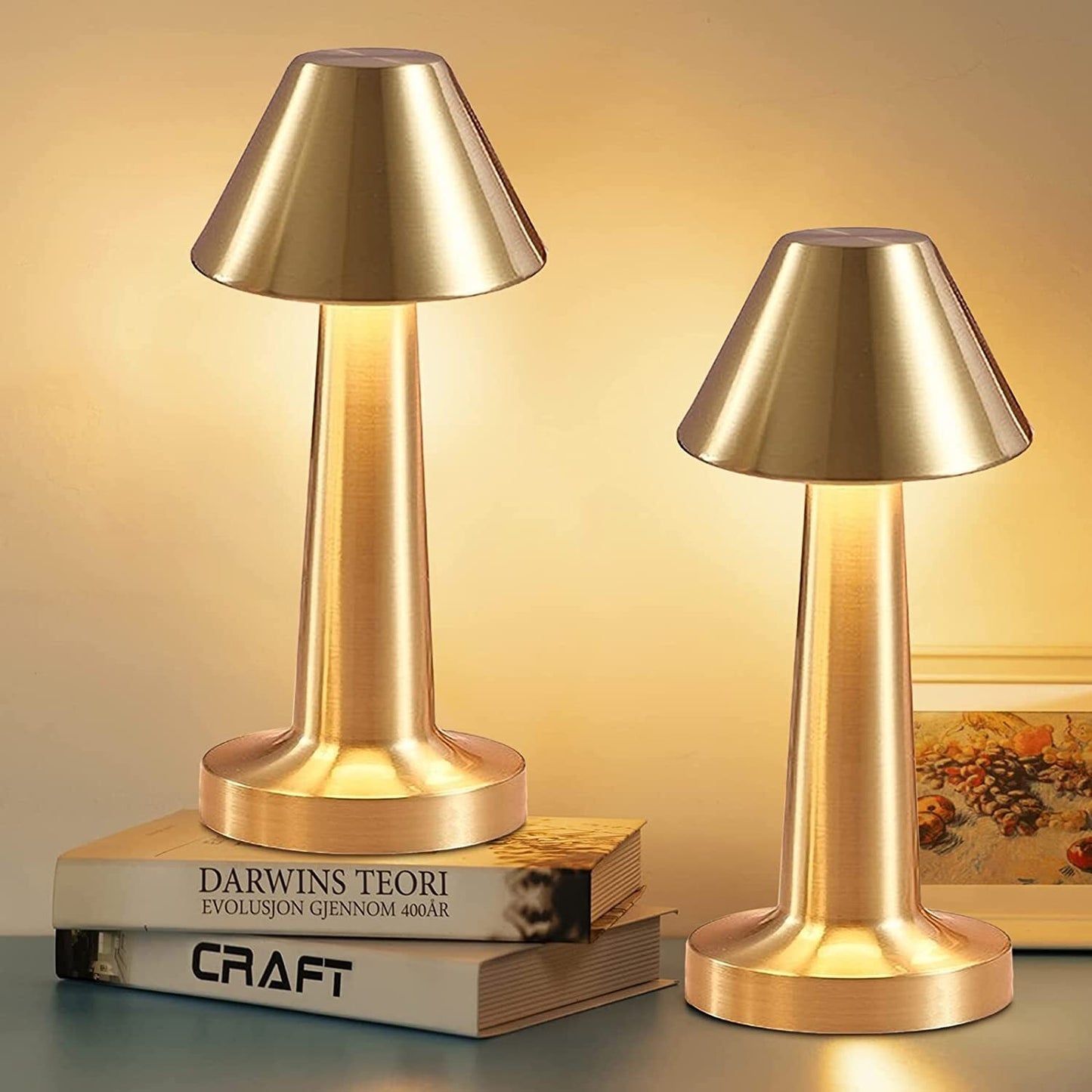 Cordless Touch Sensor LED Table Lamp Gold