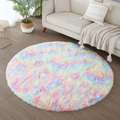 Infinity Round Soft Comfortable Shag Rug Rainbow