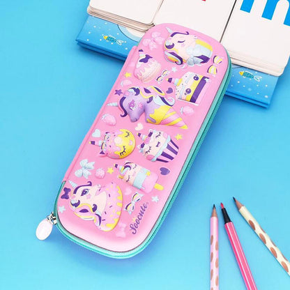 3D Unicorn Cupcake Pencil Box Case Storage Organiser for Kids