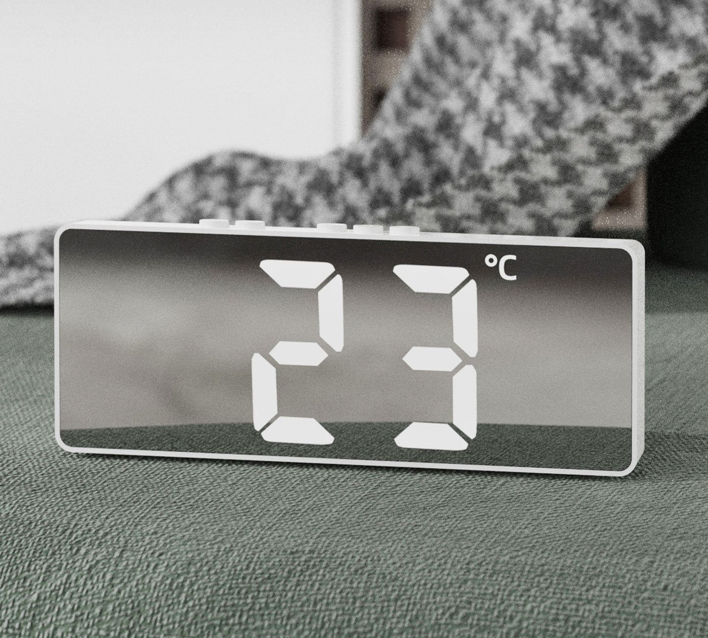 Sleek LED Digital Alarm Clock with Temperature Display and Mirror Finish