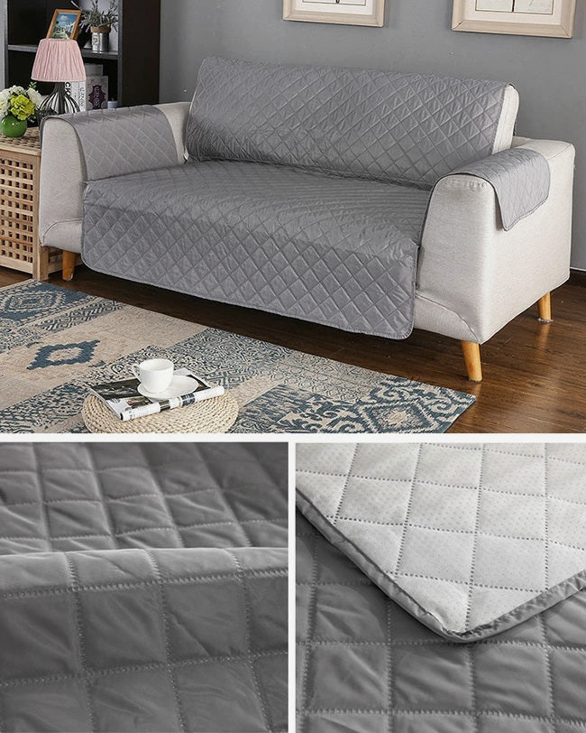 2-Seater Quilted Sofa Slipcover Water Resistant Couch Protector