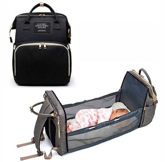 Convertible Nappy Bag with Baby Changing Station Black