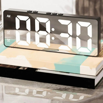 Sleek LED Digital Alarm Clock with Temperature Display and Mirror Finish