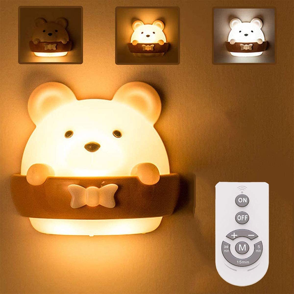 Adorable USB Rechargeable LED Bear Lamp with Remote Control