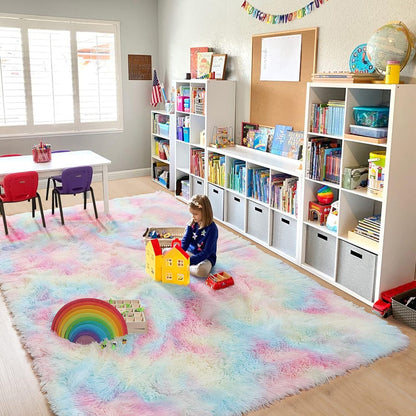 300 x 200 XL Plush Shag Rug for Living Room Rainbow