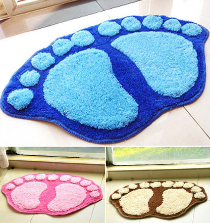 Soft Footprint Bathroom Bedroom Doormat Rug Mat Blue