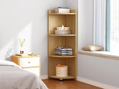 Stylish 4-Tier Wooden Corner Shelf Unit Oak