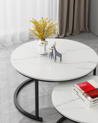 Luxor 2-in-1 Designer Marble Look Nested Coffee Tables White